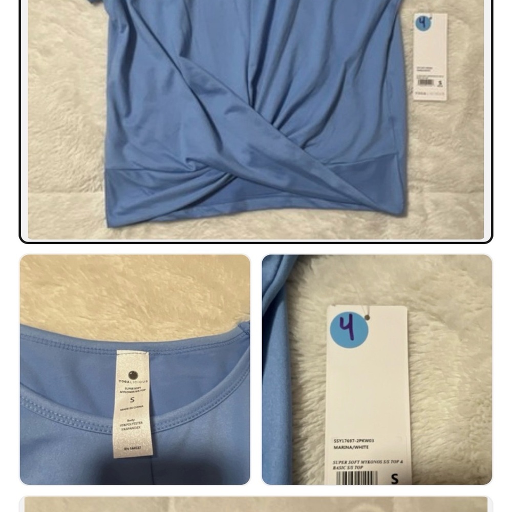 Yogalicious Light Blue Twist Front Crop Top